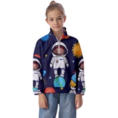 Boy Spaceman Space Rocket Ufo Planets Stars Kids  Half Zip Hoodie by Ndabl3x