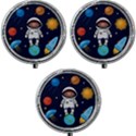 Boy Spaceman Space Rocket Ufo Planets Stars Mini Round Pill Box (Pack of 3) View1