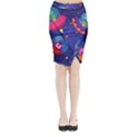 Cartoon Funny Aliens With Ufo Duck Starry Sky Set Midi Wrap Pencil Skirt View1