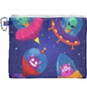 Cartoon Funny Aliens With Ufo Duck Starry Sky Set Canvas Cosmetic Bag (XXXL) View1