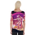 Astronaut Spacesuit Standing Surfboard Surfing Milky Way Stars Wide Neckline T-Shirt View2