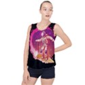 Astronaut Spacesuit Standing Surfboard Surfing Milky Way Stars Bubble Hem Chiffon Tank Top View1