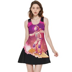 Astronaut Spacesuit Standing Surfboard Surfing Milky Way Stars Inside Out Reversible Sleeveless Dress by Ndabl3x