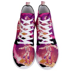 Astronaut Spacesuit Standing Surfboard Surfing Milky Way Stars Men s Lightweight High Top Sneakers by Ndabl3x