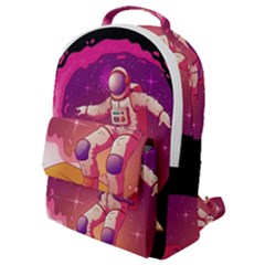 Astronaut Spacesuit Standing Surfboard Surfing Milky Way Stars Flap Pocket Backpack (small) by Ndabl3x