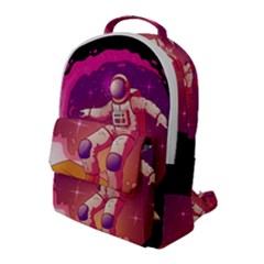 Astronaut Spacesuit Standing Surfboard Surfing Milky Way Stars Flap Pocket Backpack (large) by Ndabl3x