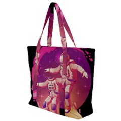 Astronaut Spacesuit Standing Surfboard Surfing Milky Way Stars Zip Up Canvas Bag by Ndabl3x