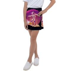 Astronaut Spacesuit Standing Surfboard Surfing Milky Way Stars Kids  Tennis Skirt by Ndabl3x