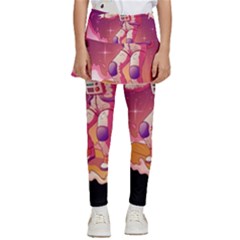 Astronaut Spacesuit Standing Surfboard Surfing Milky Way Stars Kids  Skirted Pants by Ndabl3x