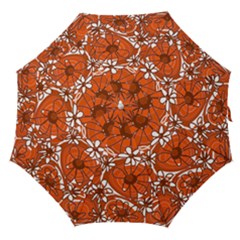 Mazipoodles Love Flowers - Burnt Orange Brown Straight Umbrellas by Mazipoodles