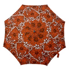 Mazipoodles Love Flowers - Burnt Orange Brown Hook Handle Umbrellas (small) by Mazipoodles