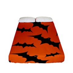 Halloween Card With Bats Flying Pattern Fitted Sheet (full/ Double Size) by Hannah976