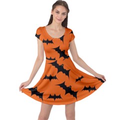 Halloween Card With Bats Flying Pattern Cap Sleeve Dress by Hannah976