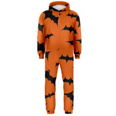 Halloween Card With Bats Flying Pattern Hooded Jumpsuit (men) by Hannah976