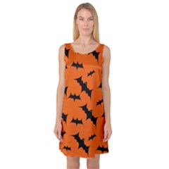 Halloween Card With Bats Flying Pattern Sleeveless Satin Nightdress by Hannah976