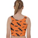 Halloween Card With Bats Flying Pattern Velvet Racer Back Crop Top View2