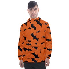 Halloween Card With Bats Flying Pattern Men s Front Pocket Pullover Windbreaker