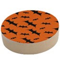 Halloween Card With Bats Flying Pattern Wooden Bottle Opener (Round) View1