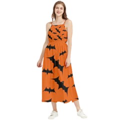 Halloween Card With Bats Flying Pattern Boho Sleeveless Summer Dress by Hannah976