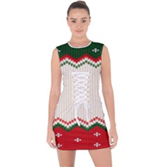 Merry Christmas Happy New Year Lace Up Front Bodycon Dress by artworkshop