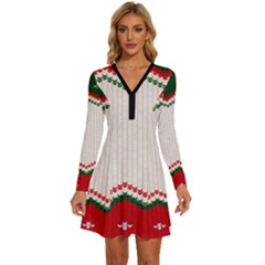 Merry Christmas Happy New Year Long Sleeve Deep V Mini Dress  by artworkshop