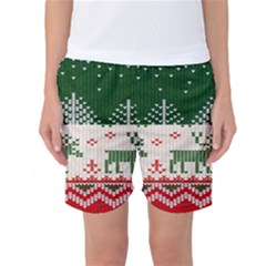 Merry Christmas Ugly Women s Basketball Shorts by artworkshop