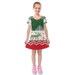 Merry Christmas Ugly Kids  Short Sleeve Velvet Dress by artworkshop