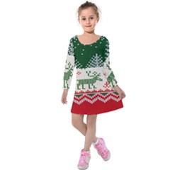 Merry Christmas Ugly Kids  Long Sleeve Velvet Dress by artworkshop