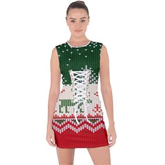 Merry Christmas Ugly Lace Up Front Bodycon Dress by artworkshop