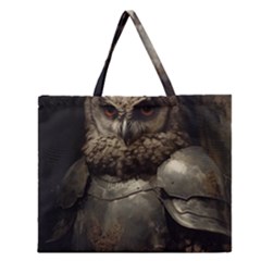 Owl Knight Zipper Large Tote Bag