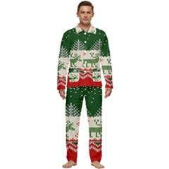 Merry Christmas Ugly Men s Long Sleeve Velvet Pocket Pajamas Set