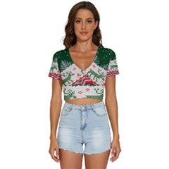 Merry Christmas Ugly V-neck Crop Top by artworkshop