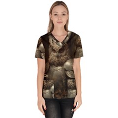 Owl Knight Women s V-neck Scrub Top