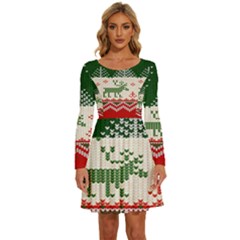 Merry Christmas Ugly Long Sleeve Wide Neck Velvet Dress by artworkshop