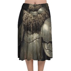 Owl Knight Velvet Flared Midi Skirt