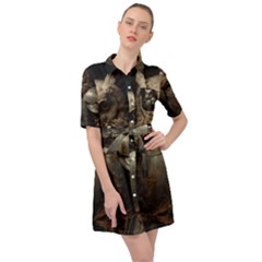 Owl Knight Belted Shirt Dress