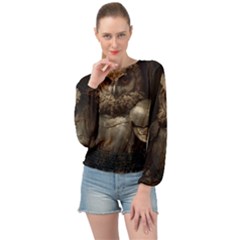 Owl Knight Banded Bottom Chiffon Top