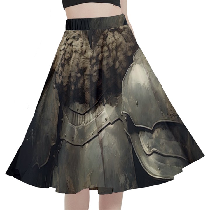 Owl Knight A-Line Full Circle Midi Skirt With Pocket