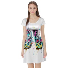 Graffiti Love Short Sleeve Skater Dress by essentialimage