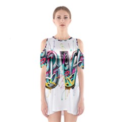 Graffiti Love Shoulder Cutout One Piece Dress by essentialimage