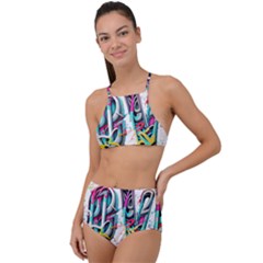 Graffiti Love Halter Tankini Set by essentialimage