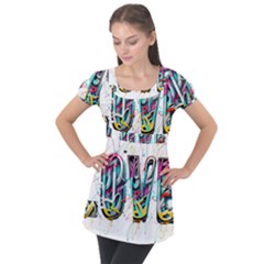 Graffiti Love Puff Sleeve Tunic Top by essentialimage