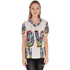 Graffiti Love Women s V-neck Scrub Top by essentialimage