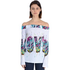 Graffiti Love Off Shoulder Long Sleeve Top by essentialimage