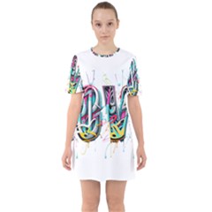 Graffiti Love Sixties Short Sleeve Mini Dress by essentialimage