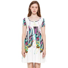 Graffiti Love Inside Out Cap Sleeve Dress