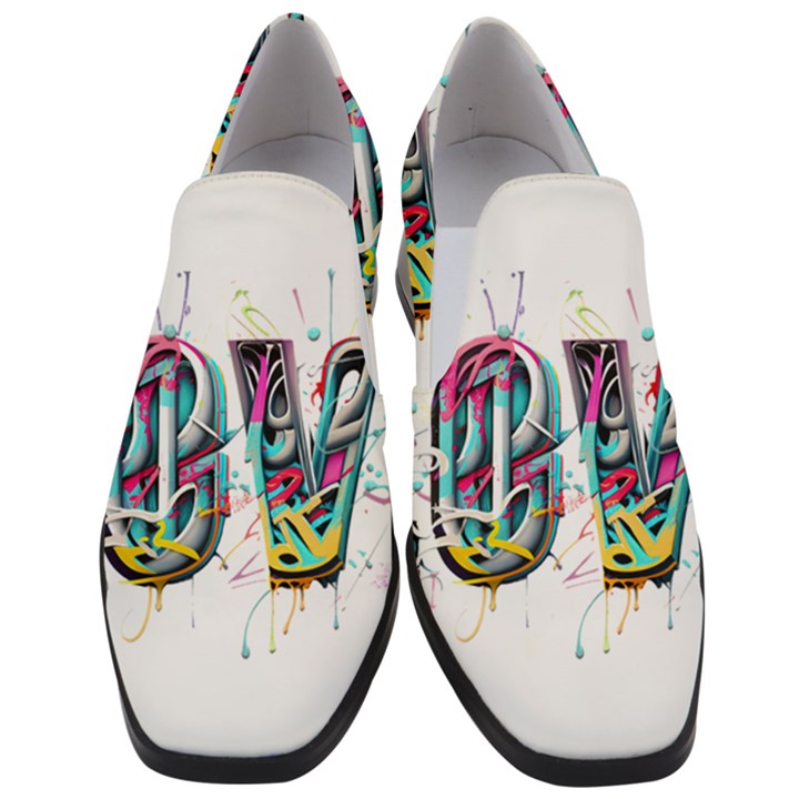 Graffiti Love Women Slip On Heel Loafers