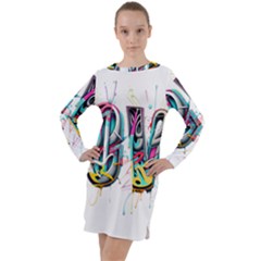 Graffiti Love Long Sleeve Hoodie Dress