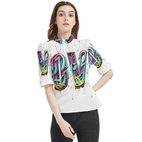 Graffiti Love Frill Neck Blouse by essentialimage