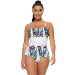 Graffiti Love Retro Full Coverage Swimsuit by essentialimage